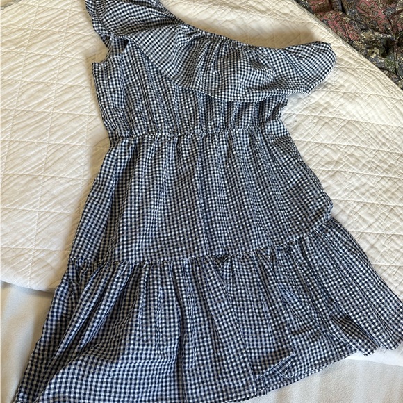 MINKPINK One Shoulder Dress in Navy and White - Picture 6 of 10